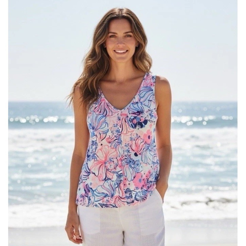 New Lilly Pulitzer Gigi Tank Size XL Prosecco Pink Make a Splash X Large
